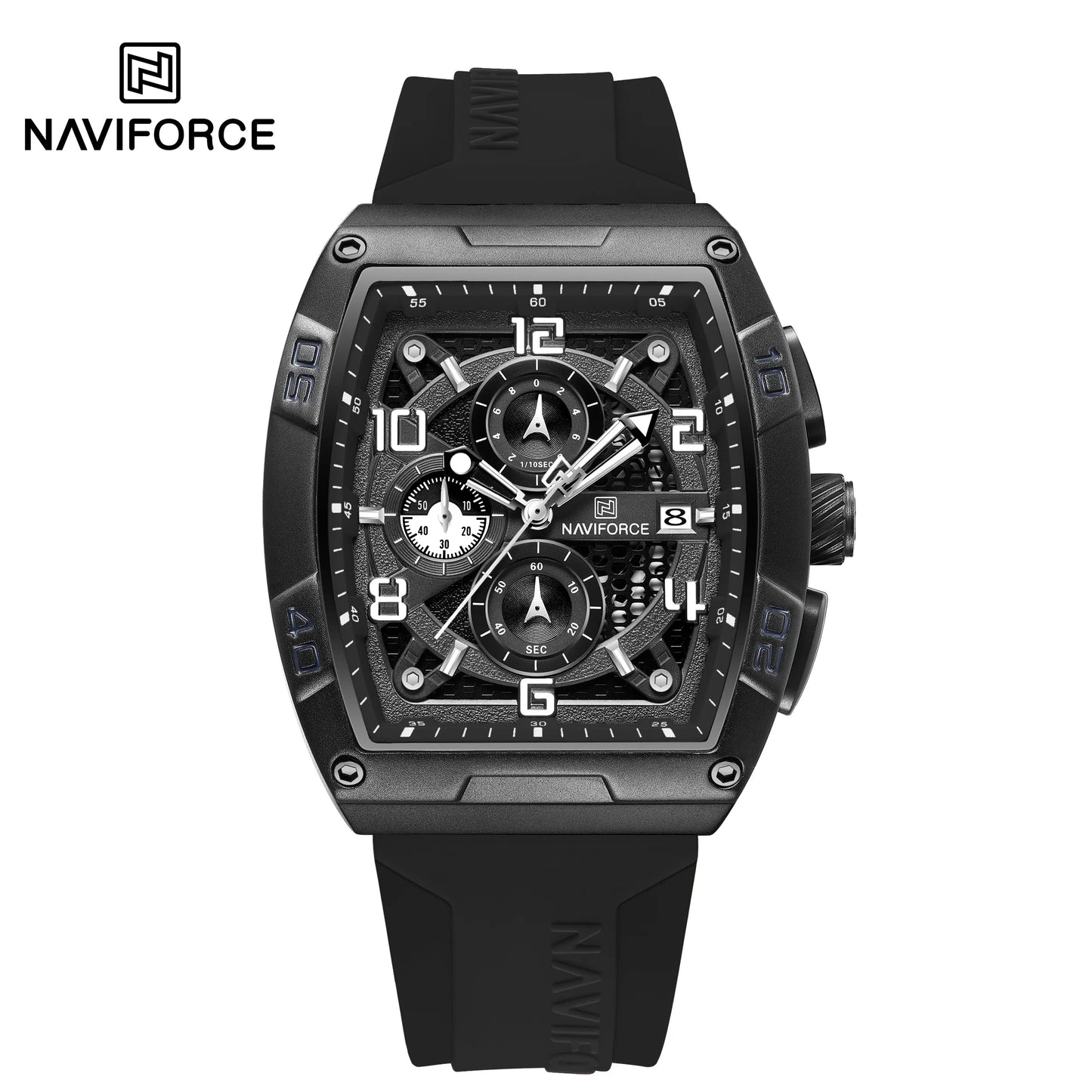 Fashion Brand NAVIFORCE Men Gold Design Quartz Watches Casual Male Wrist Watch Large Dia Multi-function PU Waterproof Clock