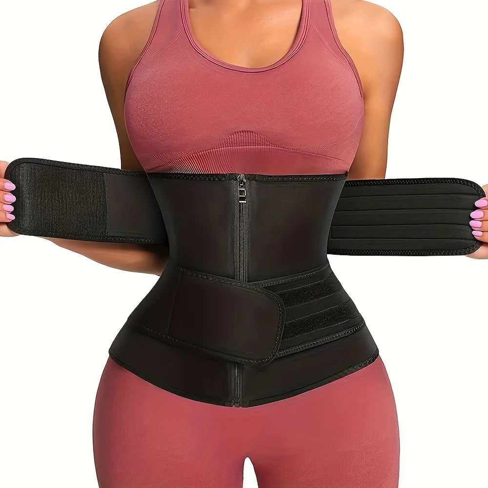 Dynamic Women's Waist Trainer Slimming Belt Sweating Adjustable Zipper Reinforced Body Shaping Waist Belt