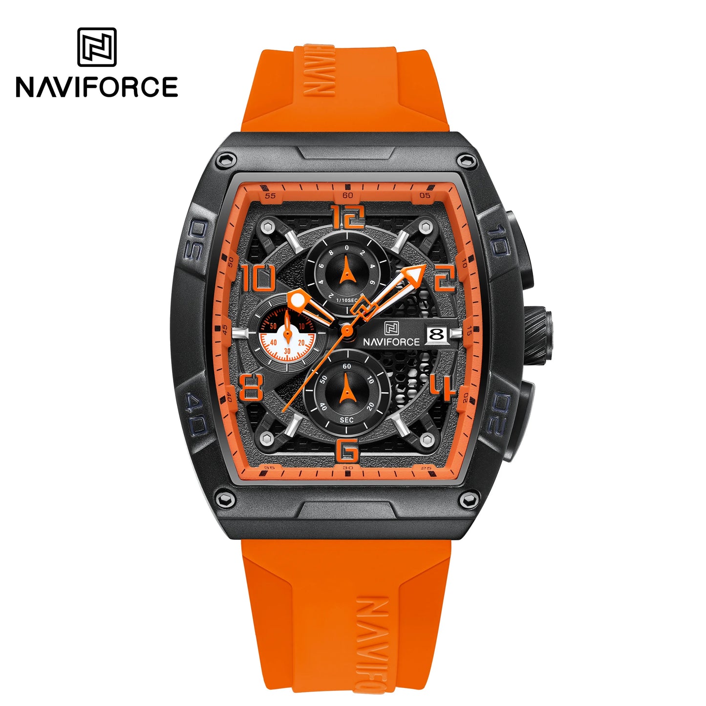 Fashion Brand NAVIFORCE Men Gold Design Quartz Watches Casual Male Wrist Watch Large Dia Multi-function PU Waterproof Clock