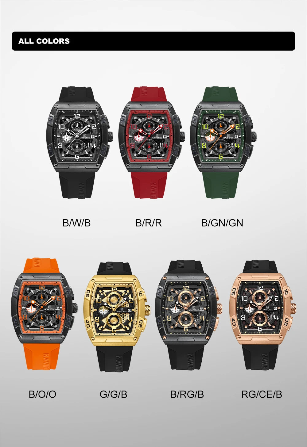 Fashion Brand NAVIFORCE Men Gold Design Quartz Watches Casual Male Wrist Watch Large Dia Multi-function PU Waterproof Clock